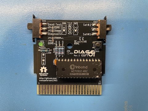 The switchable test cartridge I bought as a kit. The JP7 is still missing! I realized later a jumper had to be installed there.