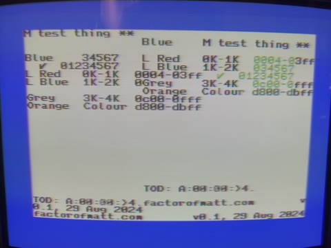 Clearing the short on the resistive network RP1 yields a much better, but still scrambled DesTestMax screen